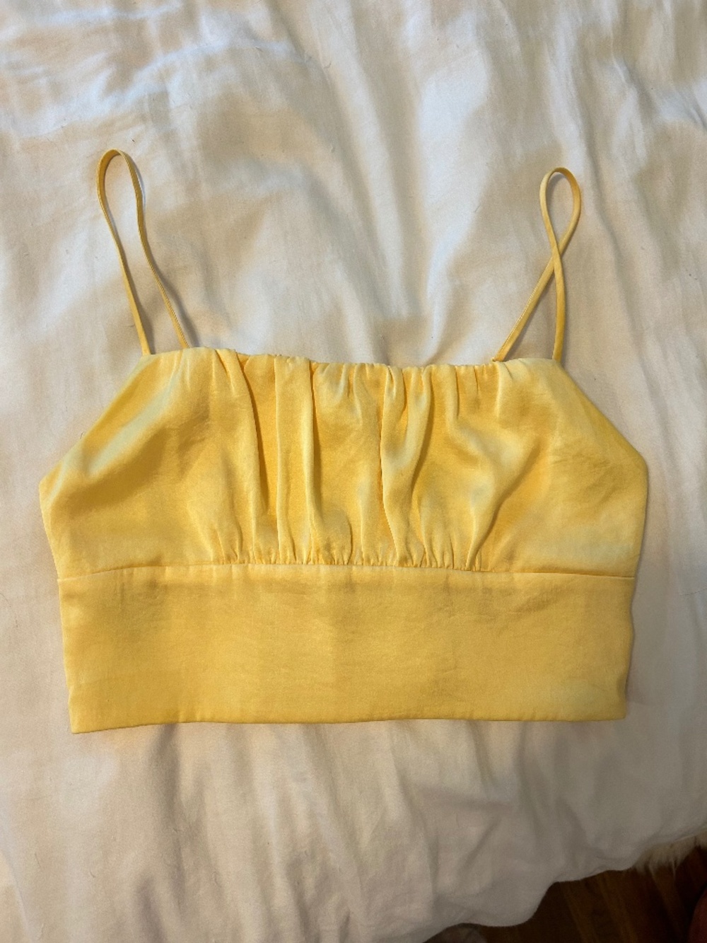 Aritzia satin cropped blouse